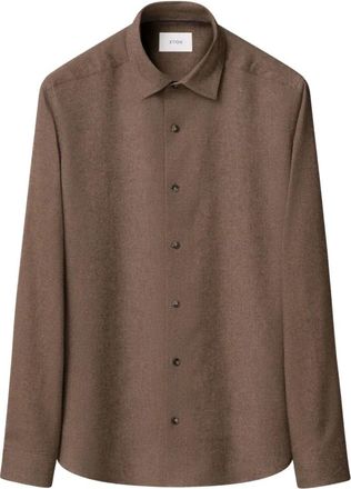 Eton Bruine Overhemd Lange Mouw - Heren - Casual Overhemden - Bruin - M - Overhemden