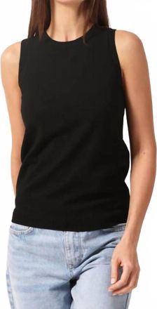 Minnie Rose Viscose Crew Tank In Black