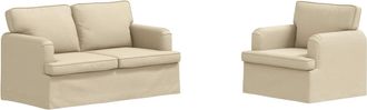 vidaXL Juego De Sof&aacute; 2 Uds. Crema Tela Vidaxl
