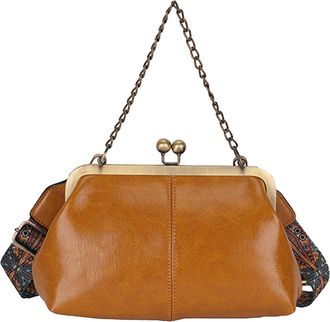 Generic Kexpery Womens Retro Shoulder Bag in PU Leather Evening Bag Clutch Gift with Kiss Lock Clasp