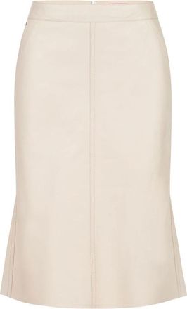 Iceberg Leren midi-rok met ruches - Dames - Leren & Su&egrave;de rokken - Beige - XS - Leer - Rokken