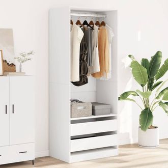 Berkfield Home Wardrobe White 80x50x200 cm Engineered Wood | Size: 80 x 50 x 200 cm
