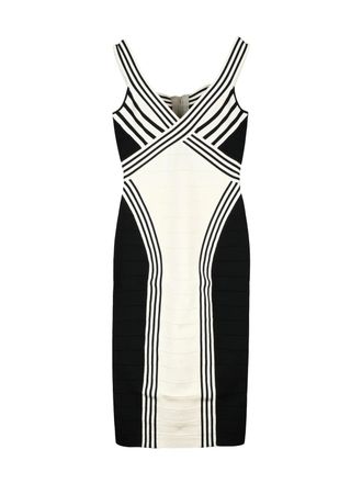 Elisabetta Franchi White/Black Viscose Polyamide Women Knit Midi Dress