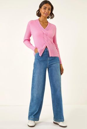 Roman Cable Split Detail Rib Jumper