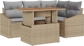 vidaXL Garden Sofa Set with Storage 5 pcs Beige Poly rattan vidaXL