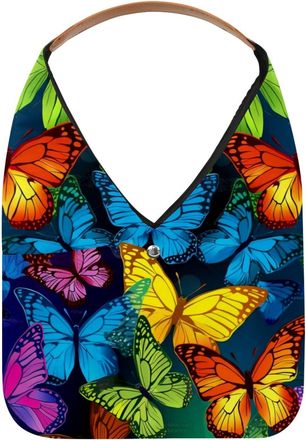 Generic Butterfly Reusable Lightweight Grocery Bags - Foldable Into Compact Pouch, Washable & Sturdy, Multipurpose for Shopping and Travel