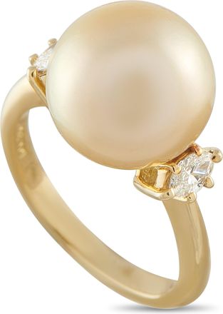Luxury Bazaar 18K Yellow Gold 0.30 ct Diamond and Pearl Ring MF36-052126