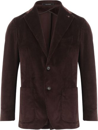 Tagliatore Brown Stretch Cotton Ribbed Blazer