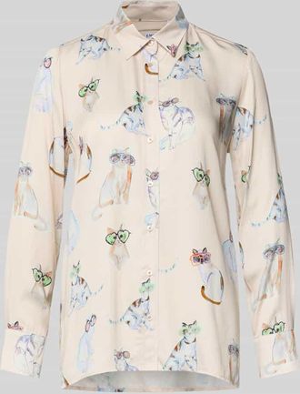 Emily van den Bergh Regular Fit Bluse mit Manschetten in Beige, Größe 42