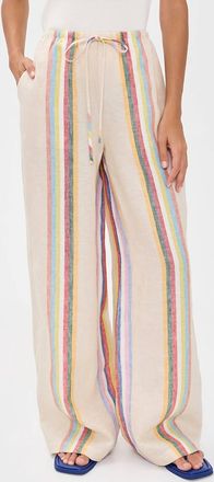 Staud Mateo Linen Pant In Day Trip Stripe