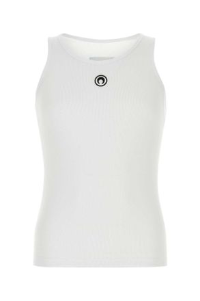 Marine Serre White Stretch Cotton Tank Top