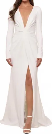 Lulus Womens Stunning Romance Long Sleeve Mermaid Maxi Dress In White