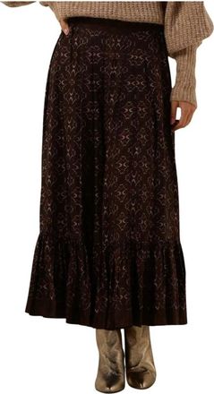 Idano Bruine Paula Dames Rok - Dames - Maxi Rokken - Bruin - XS - Rokken