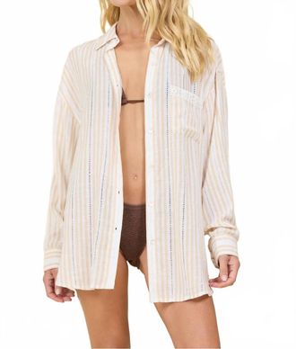Vintage Havana Palm Tree Shirt In Shoreline Stripe