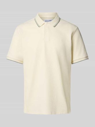 Jack & Jones Regular Fit Poloshirt mit Strukturmuster Modell AUSTIN in Offwhite, Gr&ouml;&szlig;e L