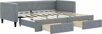 vidaXL Daybed with Trundle&Drawers without Mattress Light Grey 90x190 cm Single vidaXL