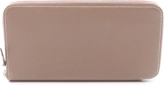 Herm&egrave;s Silkin Etoupe Gray Gray Epsom Leather Leather Long Wallet (Bi-Fold) (Pre-Owned)
