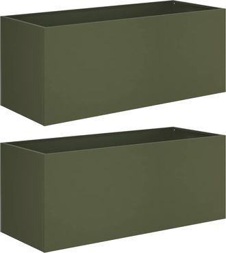vidaXL Macetero De Jard&iacute;n 2 Uds. Verde Oliva 80 X 40 X 40 Cm Vidaxl