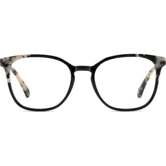 Kate Spade New York hermione 52mm square optical glasses in Black White Havana at Nordstrom