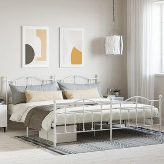 vidaXL Vidaxl - Estructura Cama Sin Colch&oacute;n Con Estribo Metal Blanco 200x200 Cm