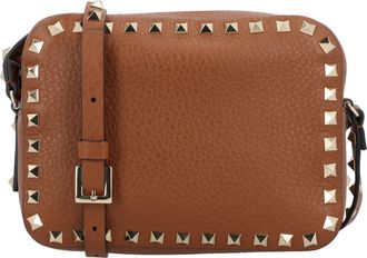 Valentino Garavani Womens Rockstud Shoulder Bag - Brown Calf Leather - One Size