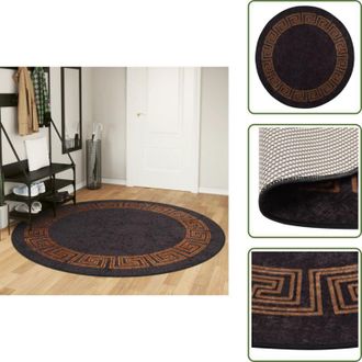 vidaXL Tappeto in poliestere - vidaXL Tappeto Lavabile Nero e Oro &Oslash; 200 cm Antiscivolo - Tappeto in velluto