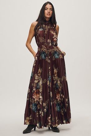 Ranna Gill Pleated Mock-Neck Floral Jumpsuit