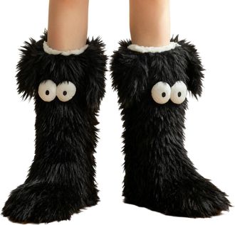 Generic Women Slipper Socks, Cute Plush Thermal Socks With Big Eyes, Soft And Comfortable House Slipper Sock For Winter Indoor