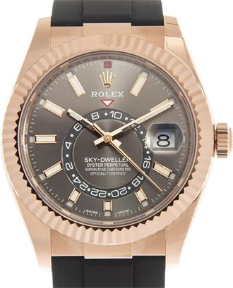 Rolex Sky-Dweller Automatic Chronometer 18kt Rose Gold Dark Rhodium Dial Mens Watch 326235DRSR