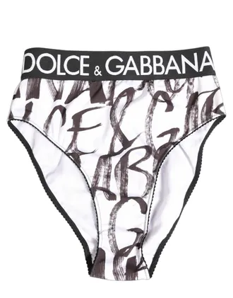 Dolce & Gabbana Graphic Logo Print High Brief - White