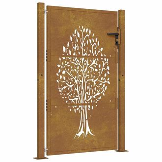 vidaXL Puerta De Jard&iacute;n Acero Corten Dise&ntilde;o &Aacute;rbol 105x155 Cm Vidaxl