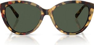 Tiffany & Co. 56mm Polarized Cat Eye Sunglasses in Blonde Havana/polar Green at Nordstrom