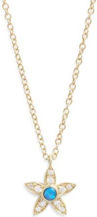 Meira T Opal Accent Flower Pendant Necklace in Yellow at Nordstrom, Size 18