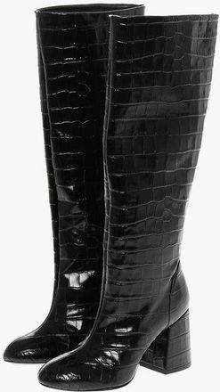 Stuart Weitzman Crocodile Effect Embossed Leather Boots 9cm size 35,5