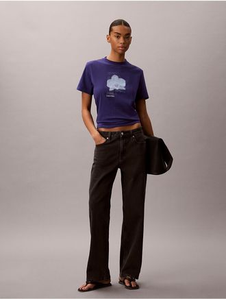 Calvin Klein Jeans Calvin Klein Womens Blur Floral Graphic Classic T-Shirt - Purple - XL