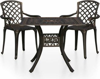vidaXL vidaXL 3 Piece Bistro Set Cast Aluminium Bronze