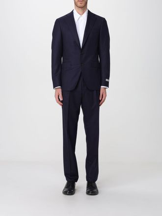 Canali Abito monopetto in lana con elegante motivo gessato