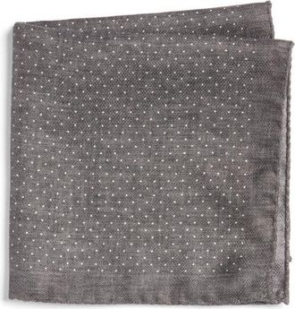Jack Victor Keele Neat Dot Silk Pocket Square in Charcoal at Nordstrom