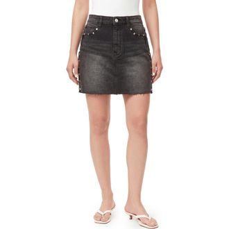 Kensie Studded High Waist Denim Miniskirt in Ramona Studded at Nordstrom Rack, Size 10