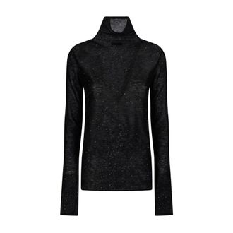Pinko Moss High-neck Sweater - Dames - Coltruien - Zwart - S - Wol - Truien & Vesten