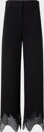 Akris Chieko Waved Lace Wide Leg Jersey Pants