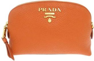 Prada Pre-owned Clutches, female, Orange, Size: ONE SIZE Pre-owned Leather prada-bags