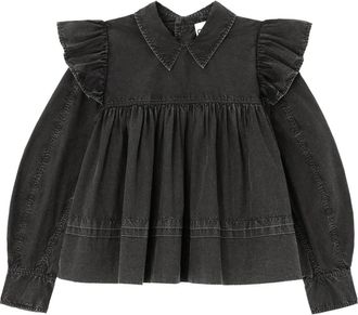 Ganni polo-collar blouse - women - Fabric - 32 - Black