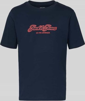 Jack & Jones Jack & Jones Regular Fit T-Shirt mit Logo-Print in Marine, Gr&ouml;&szlig;e XXL