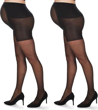 MeMoi 2-Pack Sheer Maternity Tights in Black at Nordstrom, Size Medium