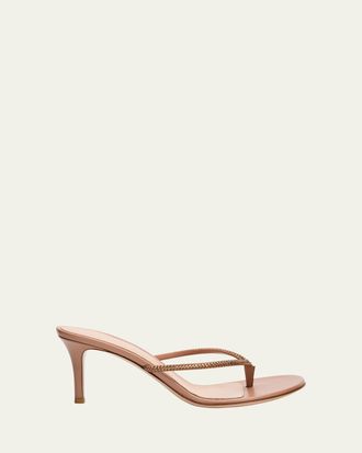 Gianvito Rossi India Strass Leather Thong Stiletto Sandals