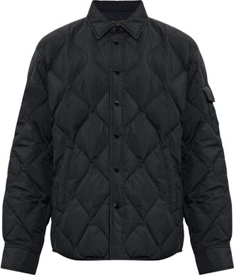 Rag & Bone Jassen, Heren, Zwart, M, Leer, Gewatteerde jas met kraag