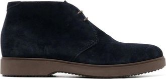 Henderson Blauwe Leren Enkellaarzen - Heren - Veterlaarzen - Blauw - 41 EU - Leer - Schoenen