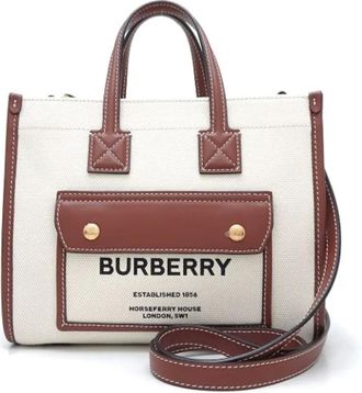 Burberry Pre-owned Tote Bags, female, Beige, Size: ONE SIZE Pre-owned Canvas handbags