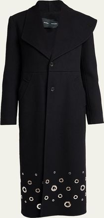Proenza Schouler Alix Embellished Compact Melton Wool Long Coat